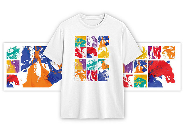 クリエイティブビジョンプロジェクトで生まれたアートで制作した色鮮やかなTシャツ